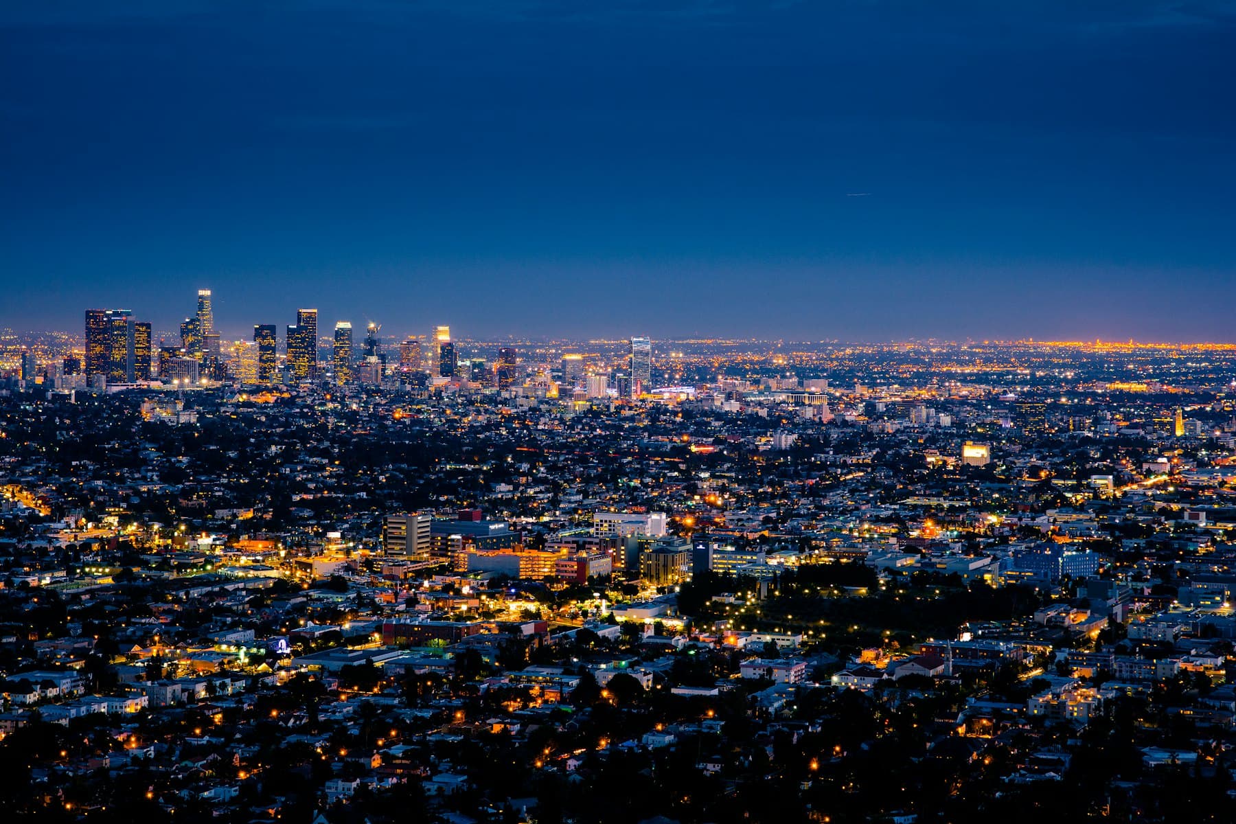 The city at dusk seen from above