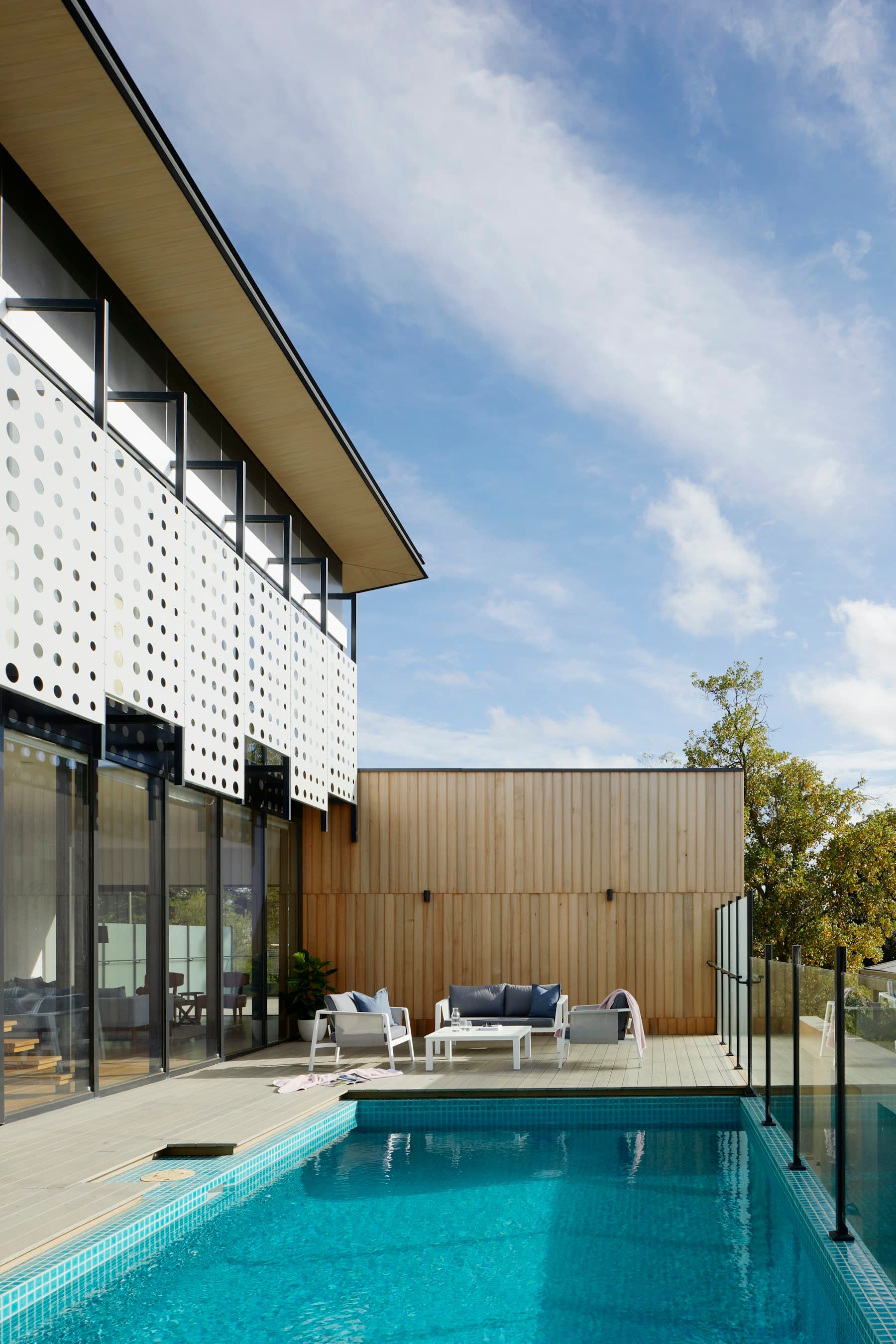 Perforated brick screen on the west elevation